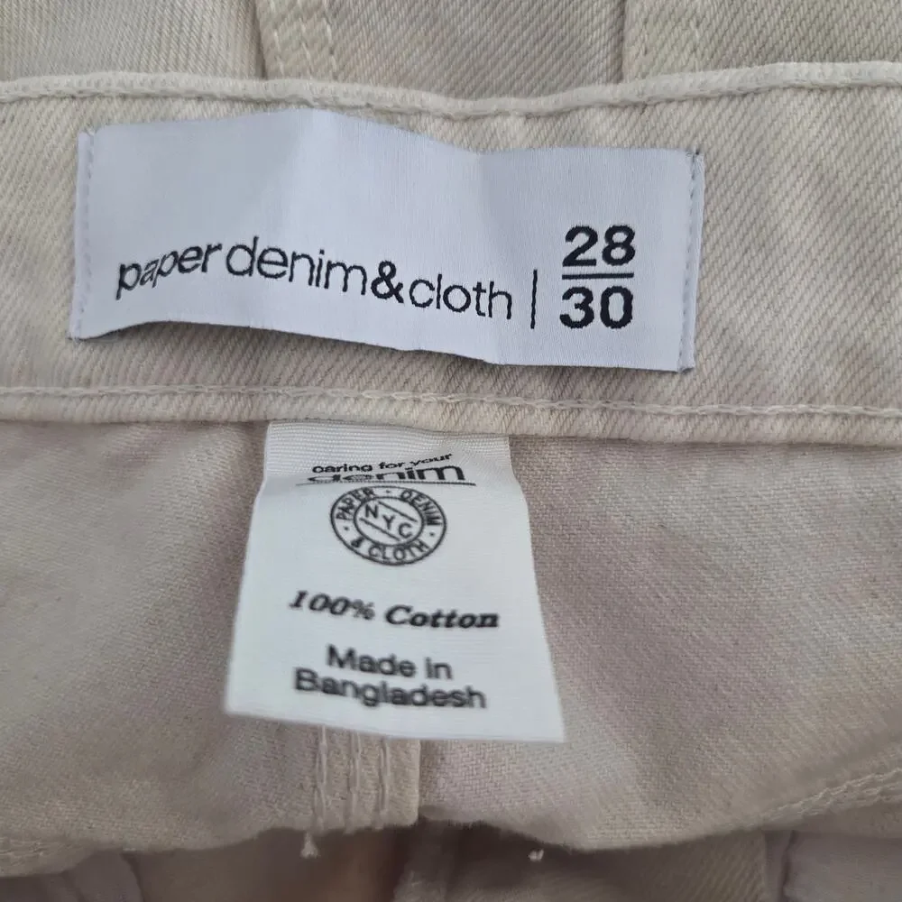 Men's NWT Paperdenim&Cloth Cream Relaxed Tapered Fit, 28/30